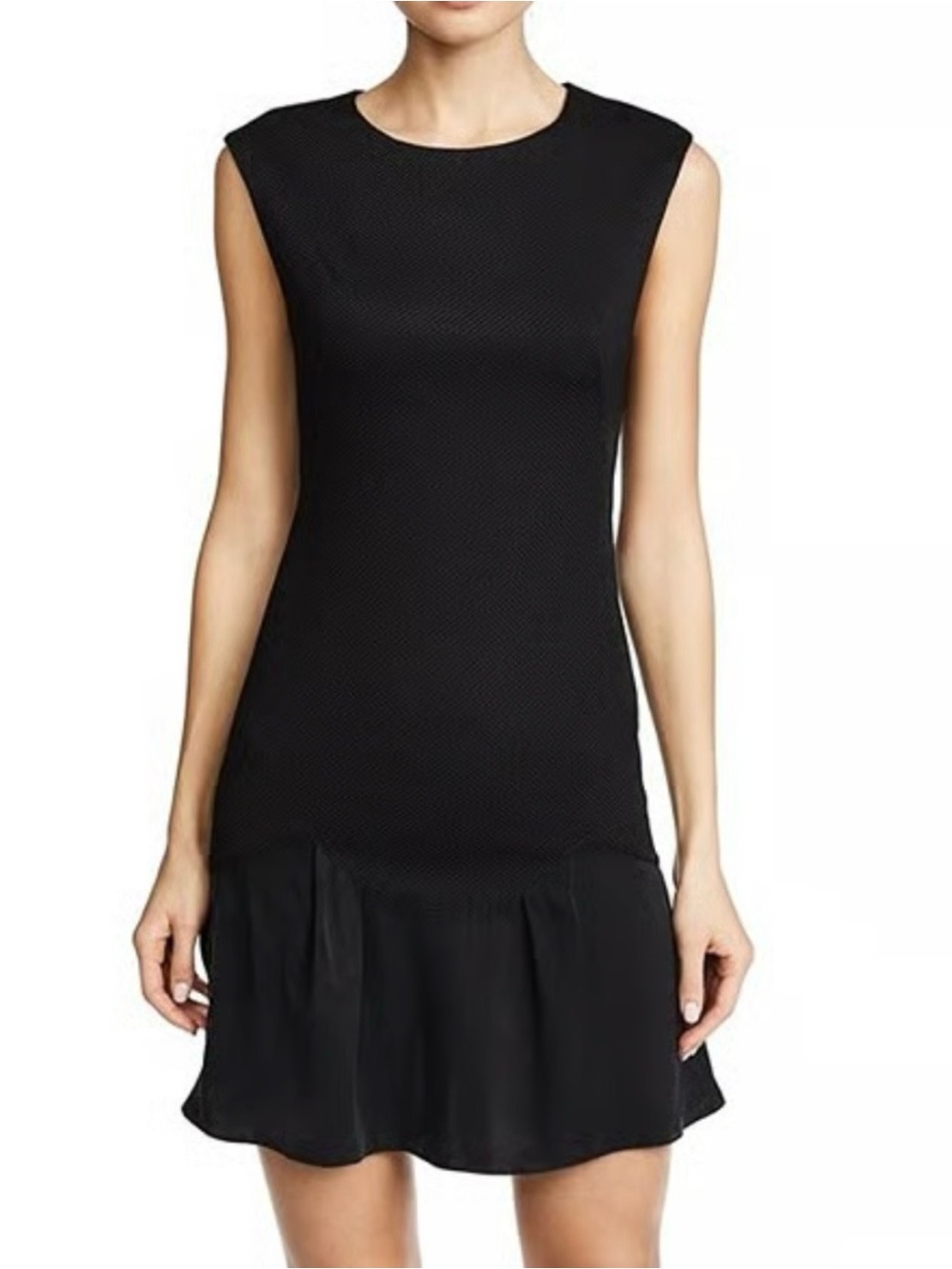 Rebecca Taylor Black Sleeveless Mini beautiful Dress with Flounce Hem. Size 2.